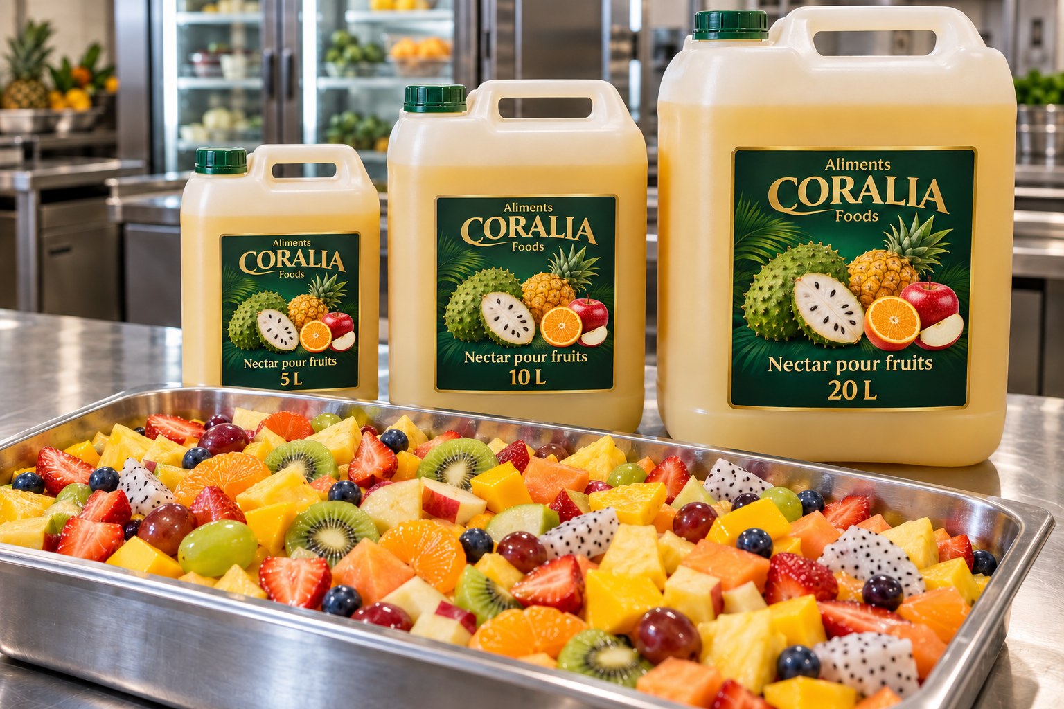 Illustration of Coralia professional sizes: 5, 10 and 20 litres